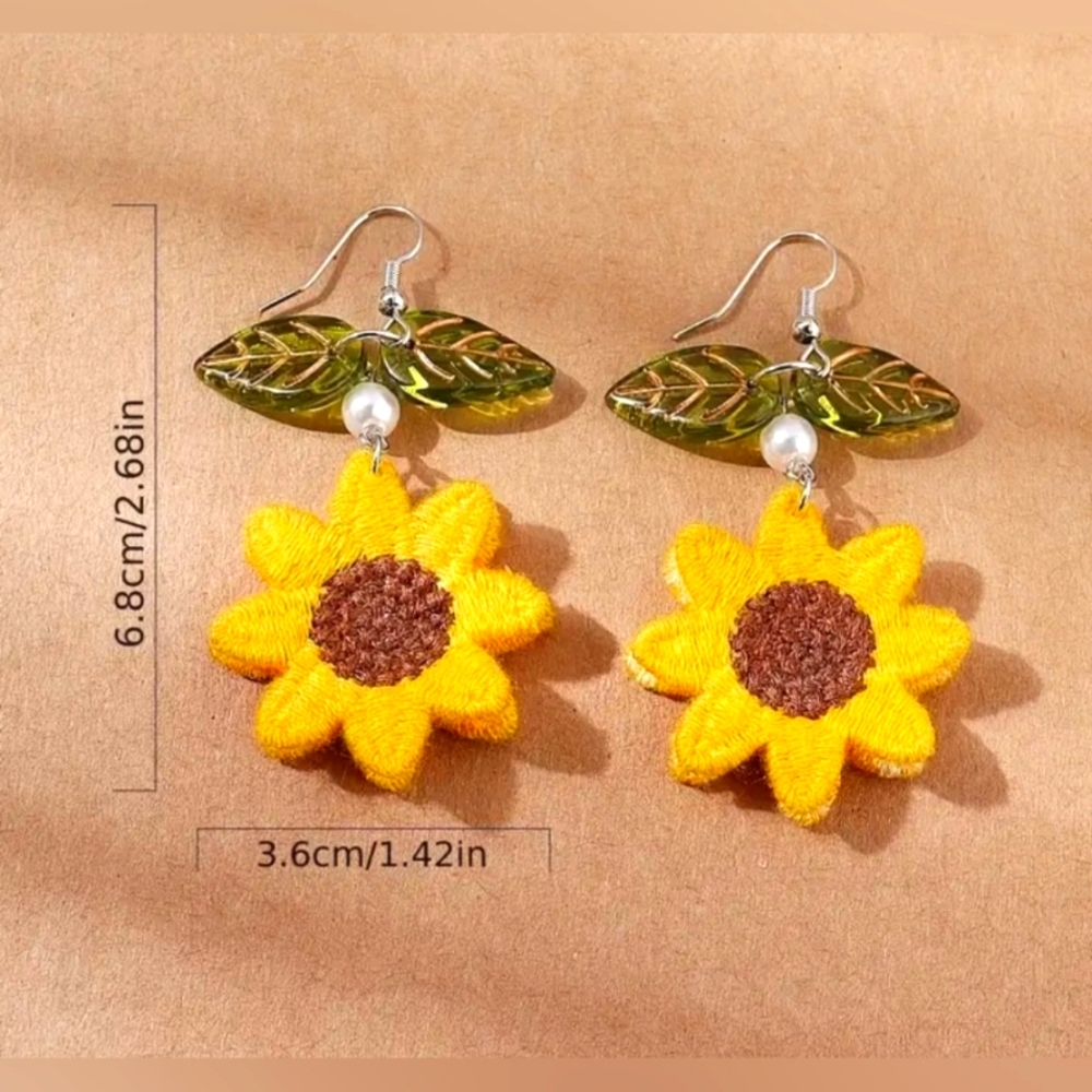 Sunflower Earrings - Picture 2 of 3